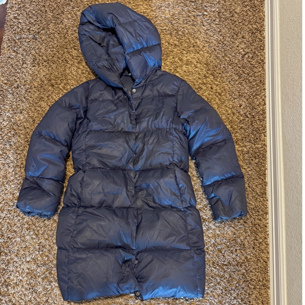 Polo Ralph Lauren Kids Navy Blue Quilted Puffer Parka Hooded Jacket Size M 8-10